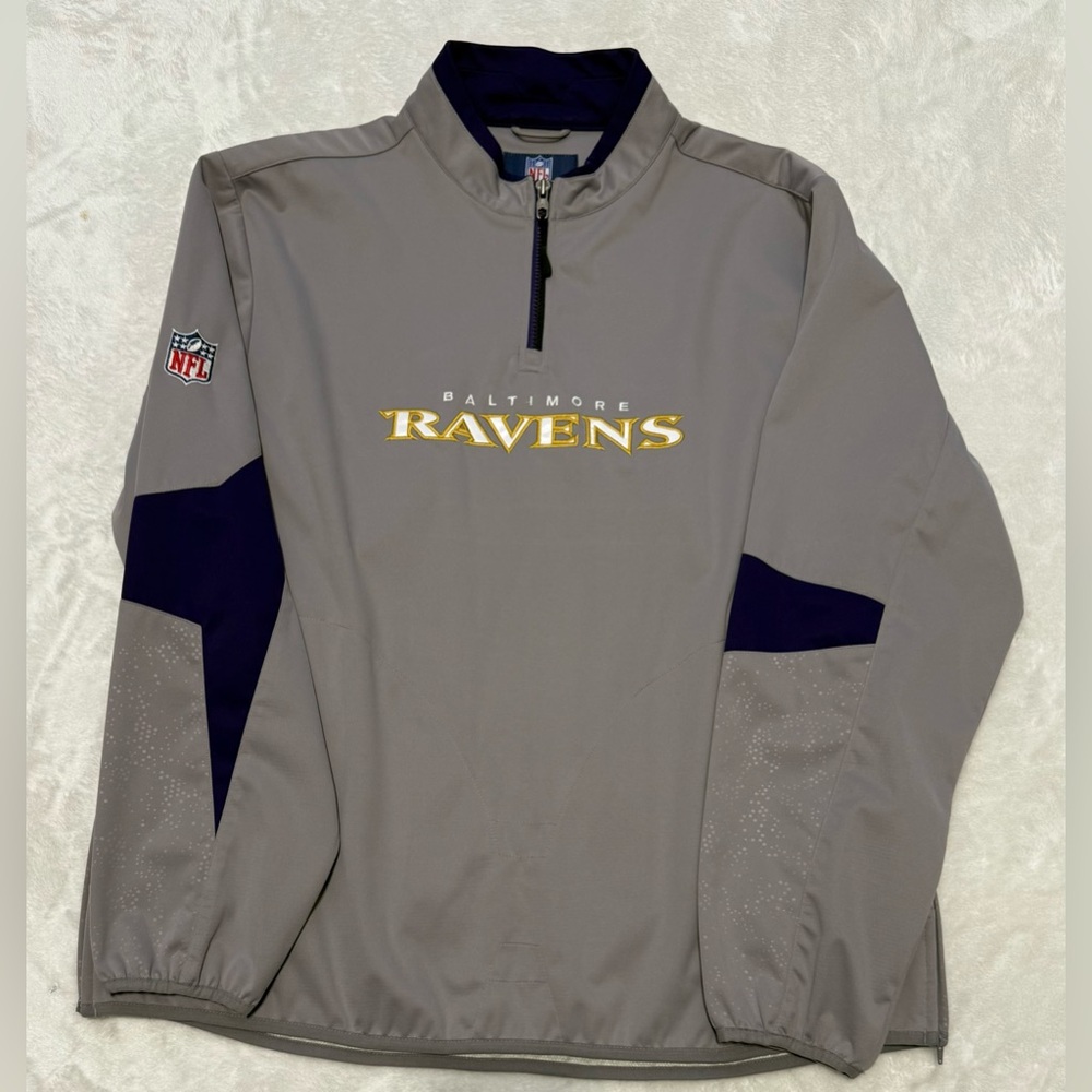 Vintage NFL Baltimore Ravens quarter-zip authentic sideline jacket, Reebok Era.